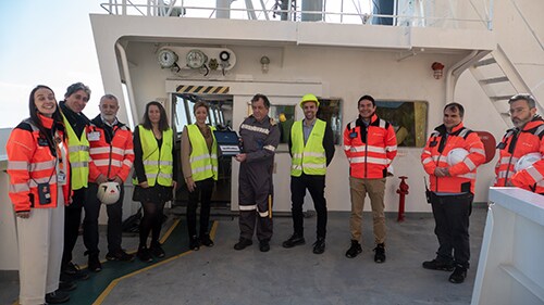 A plaque presented to the captain of the Porto Germeno 