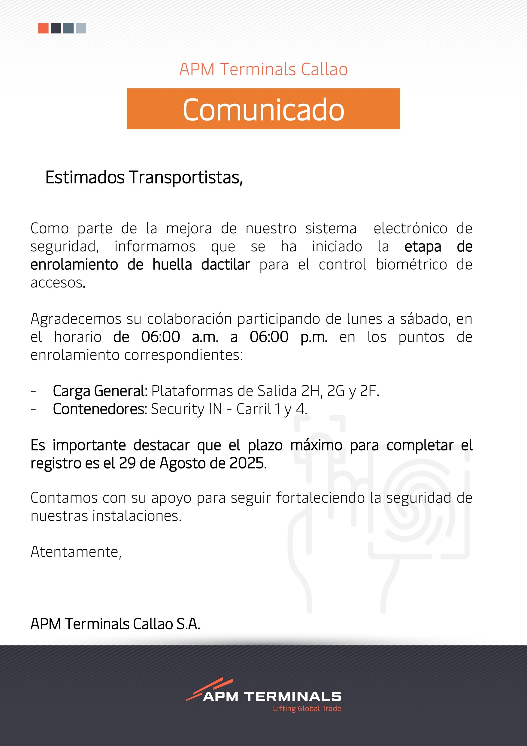 Comunicado Biometrico