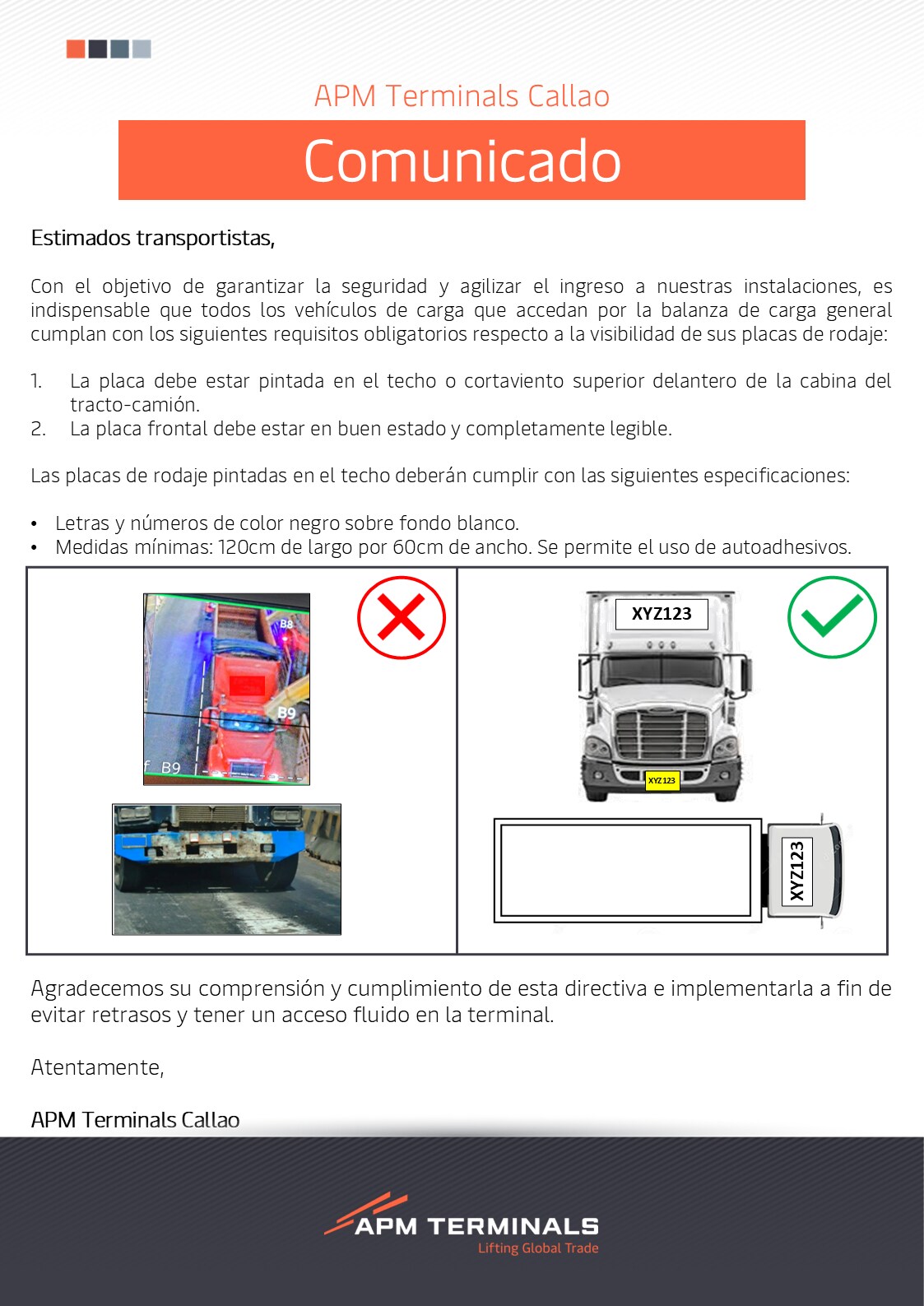 Estandarizacion de placas de transportistas de Carga General