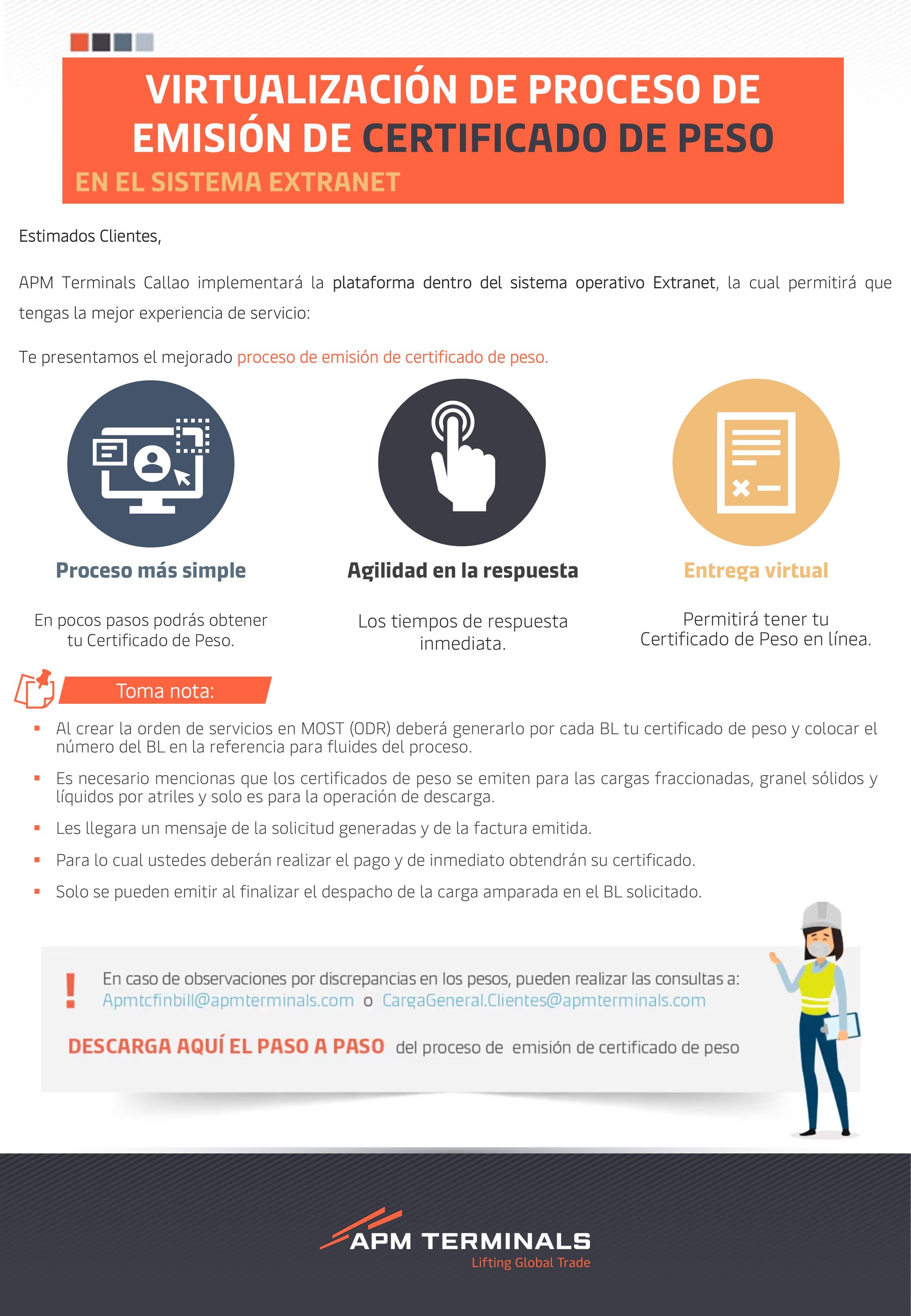 Nuevo Proceso de Certificado de Peso