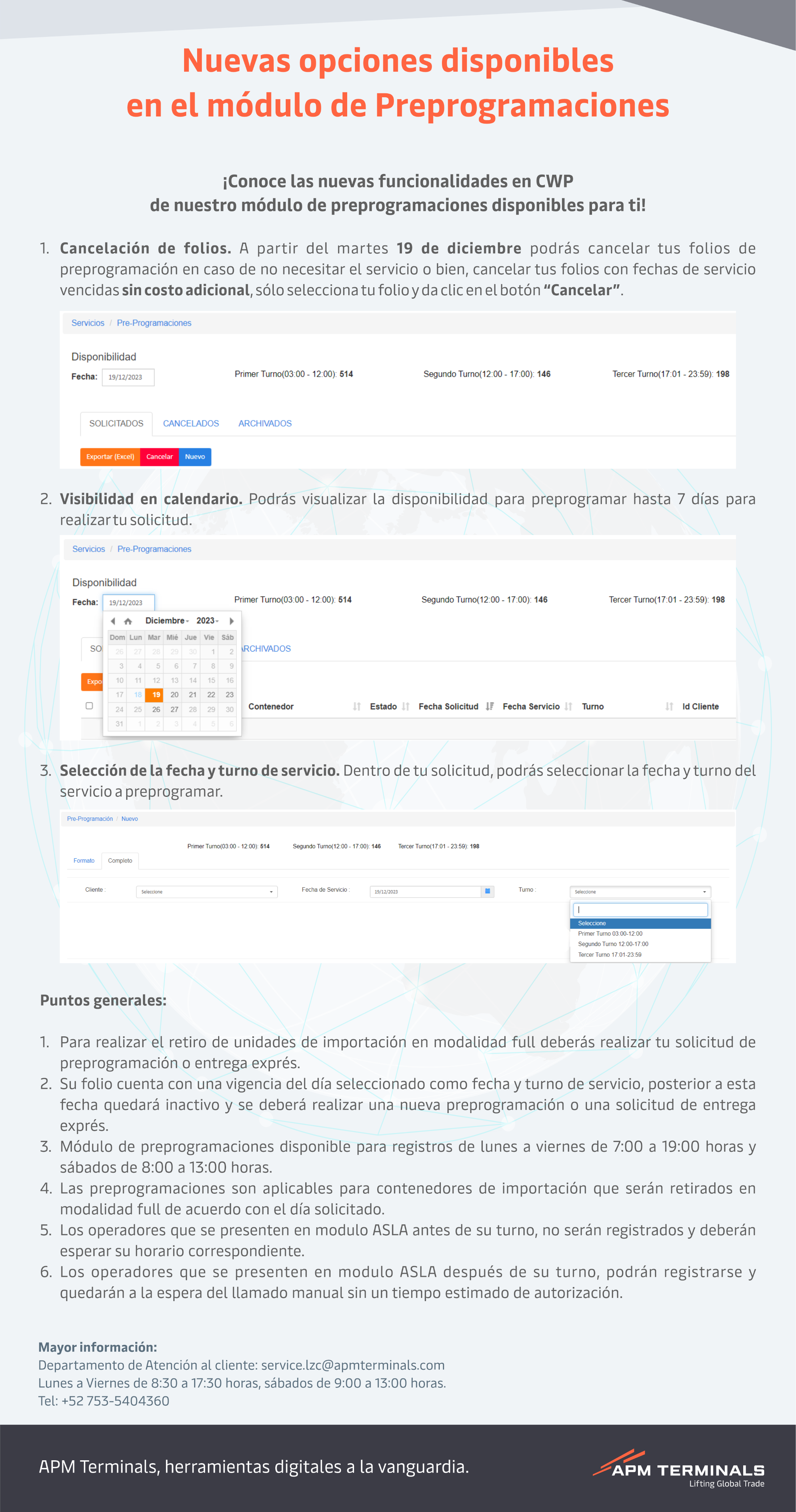 nuevas opciones disponibles en el módulo de Preprogramaciones