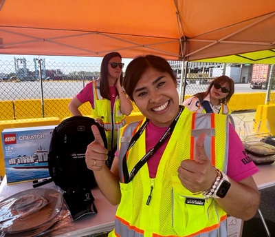 Fun in the safety tent at Global Safety Day APM Terminals Port Elizabeth